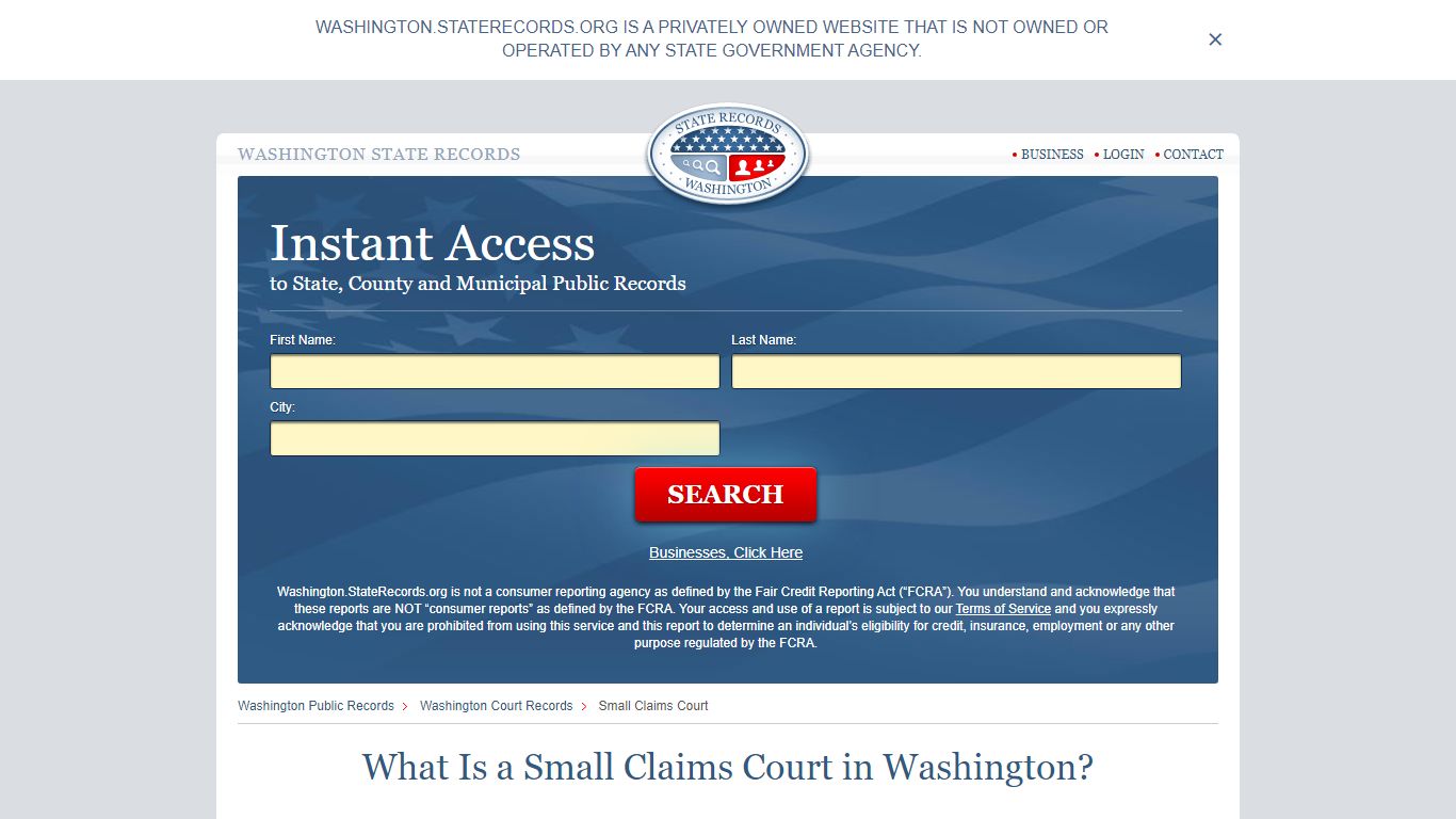 Washington Small Claims Court Records | StateRecords.org