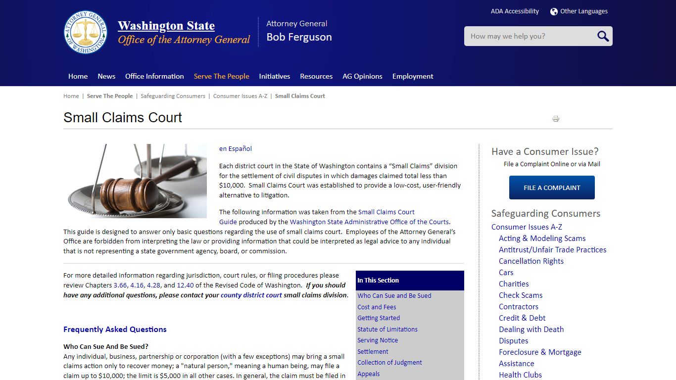 Small Claims Court | Washington State